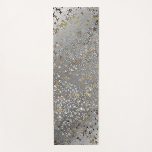 金ゴールドお洒落シルバースターズグリッターオンググラデーションレイ ヨガマット (正面)