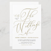 金ゴールドお洒落スクリプト結婚式招待状 (正面/裏面)