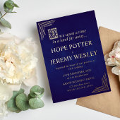 金ゴールドお洒落パープルストーリーブックフェアリー物語Castl 箔招待状