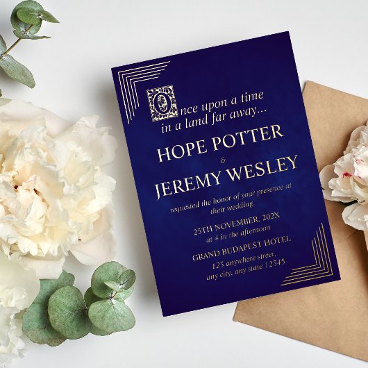 金ゴールドお洒落パープルストーリーブックフェアリー物語Castl 箔招待状