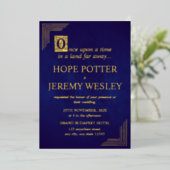 金ゴールドお洒落パープルストーリーブックフェアリー物語Castl 箔招待状 (立ち正面)