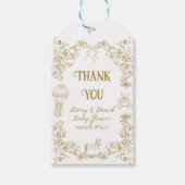 金ゴールドお洒落フローラヴィンテージベビーシャワー ギフトタグ (正面)