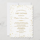 金ゴールドお洒落星空の夜の赤ちゃんシャワー 招待状 (正面)