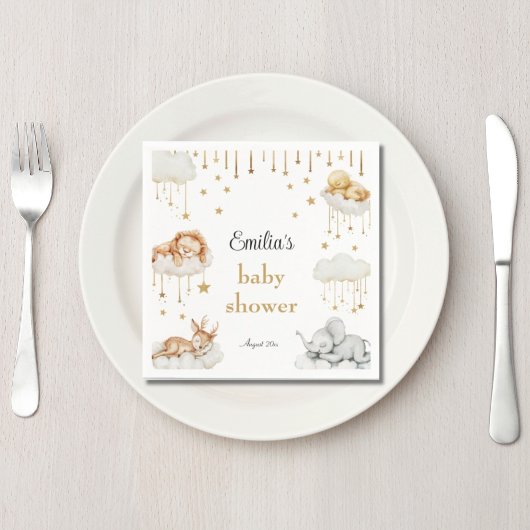 金ゴールドお洒落星空の眠る動物 スタンダードカクテルナプキン