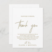 金ゴールドお洒落結婚式の受付サンキューカード ポストカード (正面/裏面)