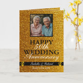 金ゴールドお洒落親写真創立50周年記念 カード (黄色い花)