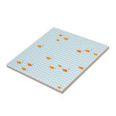 金ゴールドお洒落魚の青い山形 タイル (側面)