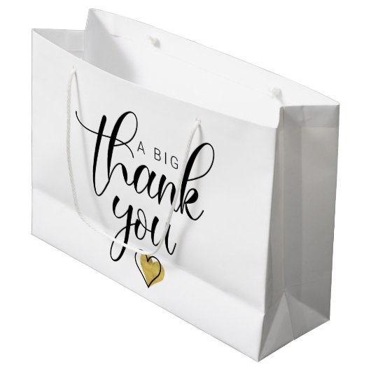 金ゴールドお礼を感謝してい申し上げます ラージペーパーバッグ (正面アングル)