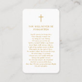 金ゴールドお祝いの生写真の葬儀祈りの言葉カード 名刺 (裏面)