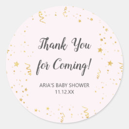 金ゴールドお祝いオンピンクベビーシャワー ラウンドシール