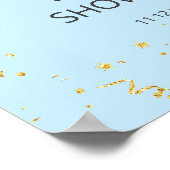 金ゴールドお祝いオンブルーベビーシャワーウェルカムサイン ポスター (角)