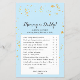 金ゴールドお祝いオンブルーモミーまたはダディーゲーム チラシ