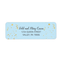 金ゴールドお祝いオンブルー差出人住所ラベル ラベル