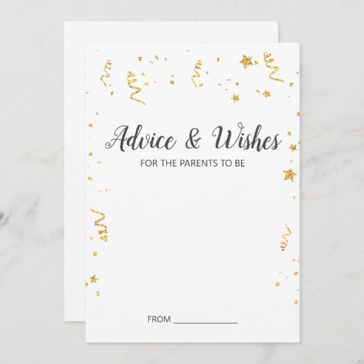 金ゴールドお祝いベビーシャワーアドバイスカード アドバイスカード (正面/裏面)