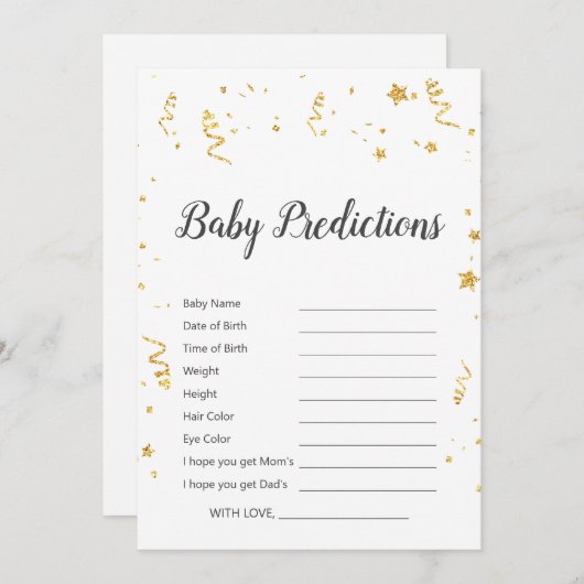 金ゴールドお祝いベビーシャワーベビー予測ゲーム (正面/裏面)