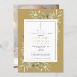 金ゴールドお祝い生葬儀写真 招待状