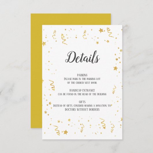 金ゴールドお祝い詳細挿入カード エンクロージャーカード (正面/裏面)