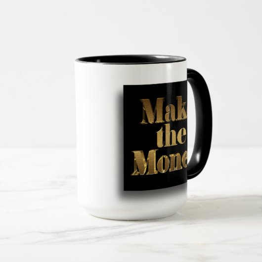 金ゴールドお金と3Dドルのサインを作る マグカップ (正面右)