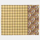 金ゴールドかかし付き秋の格子模様顔 フリースブランケット (正面(横))