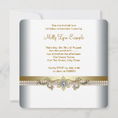 金ゴールドかわいらしとホワイトバースデーパーティー 招待状 (裏面)