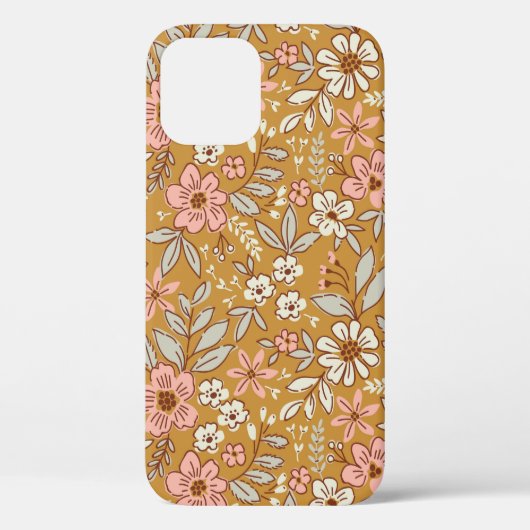 金ゴールドかわいらしの継ぎ目のない模様の花 Case-Mate iPhoneケース (裏面)