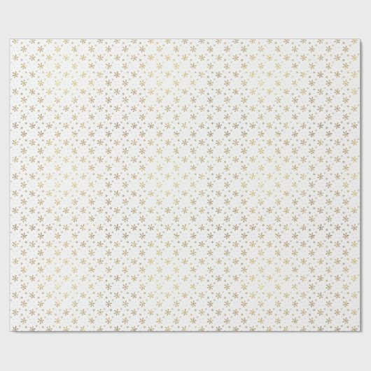 金ゴールドかわいらしの雪の白いクリスマス ラッピングペーパー (フラット)