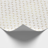 金ゴールドかわいらしの雪の白いクリスマス ラッピングペーパー (角)