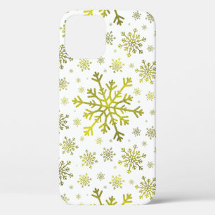 金ゴールドかわいらしクリスマスの雪が冬の白に iPhone 12 PROケース