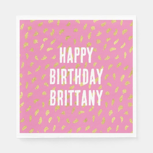 金ゴールドかわいらしグラムピンク抽象芸術 スタンダードランチョンナプキン (正面)