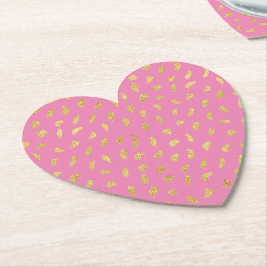 金ゴールドかわいらしグラムピンク抽象芸術 ペーパーコースター (アングル)