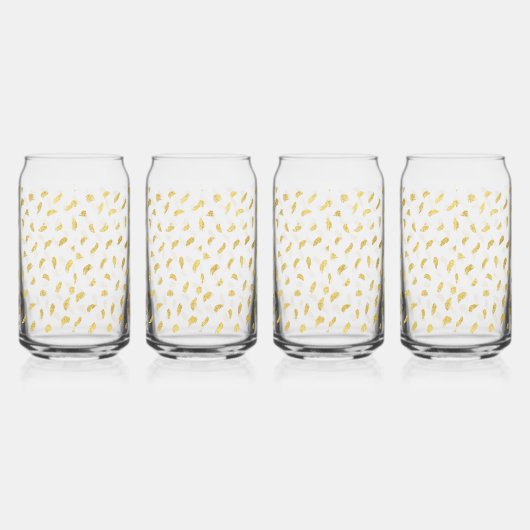 金ゴールドかわいらしグラムホワイト抽象芸術 ガラス缶 (左)