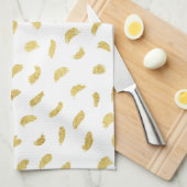 金ゴールドかわいらしグラムホワイト抽象芸術 キッチンタオル (四つ折り)