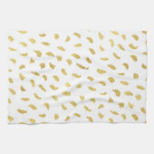 金ゴールドかわいらしグラムホワイト抽象芸術 キッチンタオル (横)