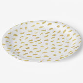 金ゴールドかわいらしグラムホワイト抽象芸術 ペーパープレート (アングル)