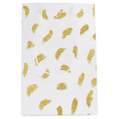 金ゴールドかわいらしグラムホワイト抽象芸術 ミディアムペーパーバッグ (正面)