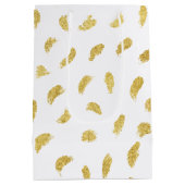 金ゴールドかわいらしグラムホワイト抽象芸術 ミディアムペーパーバッグ (裏面)