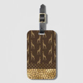 金ゴールドかわいらしグリッターキリンスタイリッシュ模様 ラゲッジタグ (正面縦)