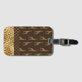 金ゴールドかわいらしグリッターキリンスタイリッシュ模様 ラゲッジタグ