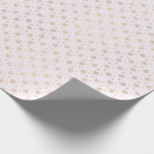 金ゴールドかわいらしスノーフレークスクリームクリスマス ラッピングペーパー (角)