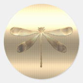 金ゴールドかわいらしトンボ ラウンドシール (正面)