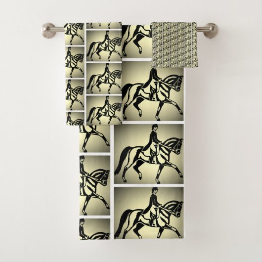 金ゴールドかわいらしドレッセージライダー バスタオルセット (インサイチュ)