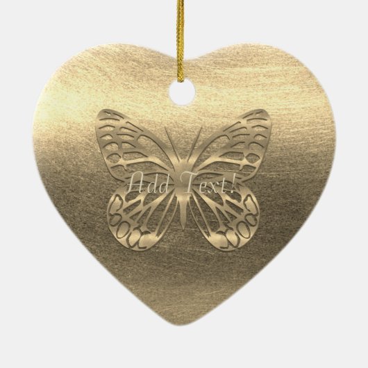 金ゴールドかわいらしバタフライアド文字オーナメント セラミックオーナメント (裏面)
