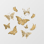 金ゴールドかわいらしバタフライ澄んウィンドウの固定 ウィンドウサイン (シート)