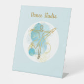 金ゴールドかわいらしバレリナウォーターカラー抽象芸術カスタム 台座サイン (正面)