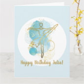 金ゴールドかわいらしバレリナウォーターカラー誕生日カード カード (黄色い花)