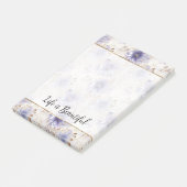 金ゴールドかわいらしパープルパールホワイトフラワーズ ポストイット (アングル)