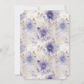 金ゴールドかわいらしパールパープルフラワーズブライダルシャワー 招待状 (裏面)