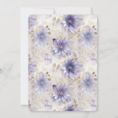 金ゴールドかわいらしパールパープルフラワーズブライダルシャワー 招待状 (裏面)