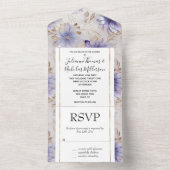 金ゴールドかわいらしパールホワイトパープルフラワー オールインワン招待状 (内側)