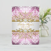 金ゴールドかわいらしピンクヴィンテージグラマーキンセアニェラ 招待状 (スタンド正面)